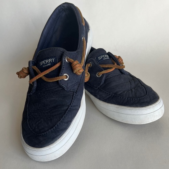 Sperry Navy Leather Sneakers - Picture 3 of 7